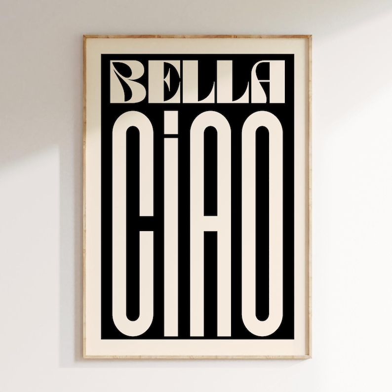 Bella Ciaoプリント：モダンで大胆なタイポグラフィのウォールアート 3