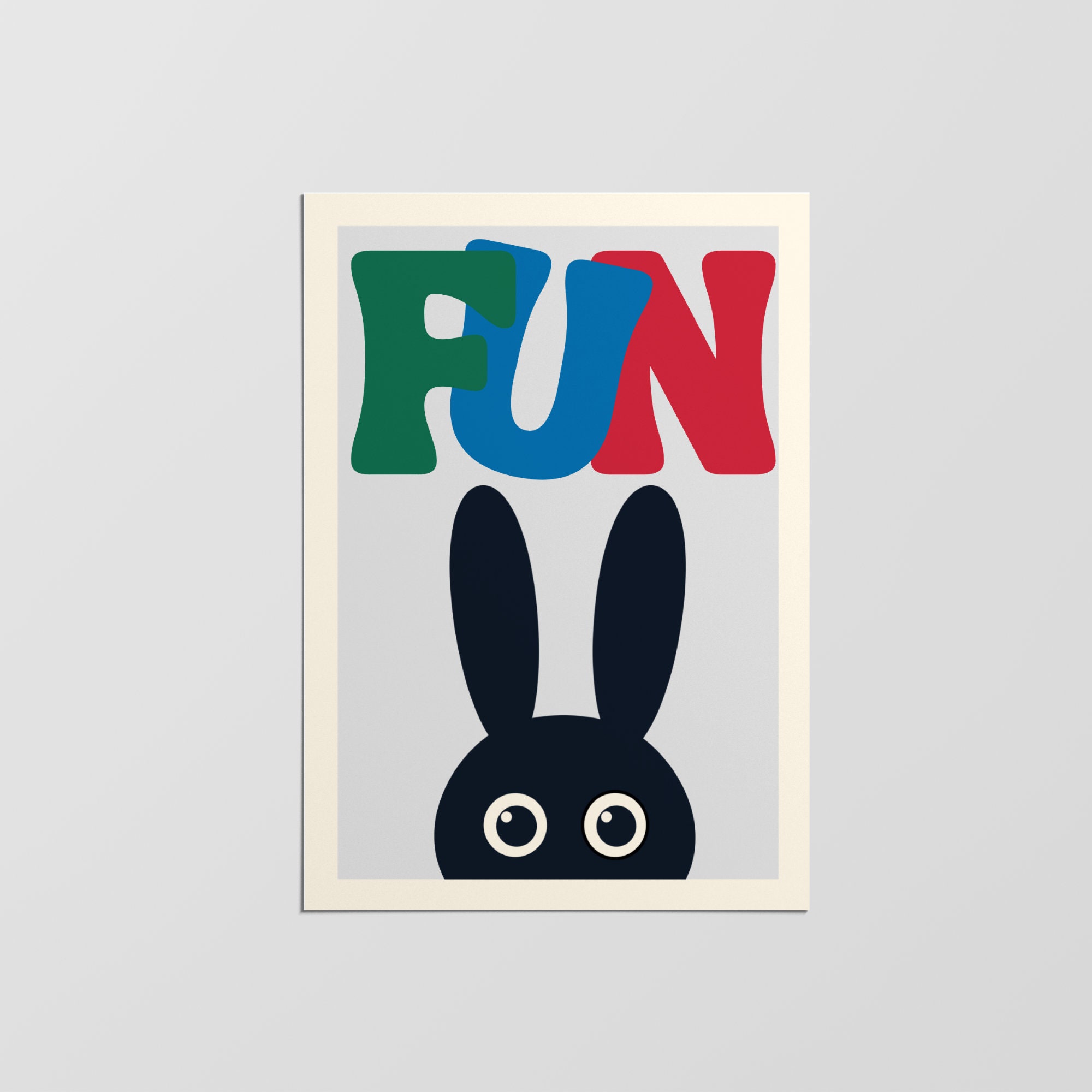Affiche de Lapin Drôle, Art Mural Illustration Mignon, Affiche Chambre d'enfant Moderne, Cadeau Pour