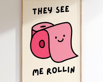 Funny Bathroom Art Prints: Colorful Restroom Humor Wall Decor