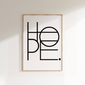 Hope Poster, Minimalist Print, Modern Design Print, Home Decor, Wall Art, Wall Decor, Typography Prints, Simple Art, Simple Word