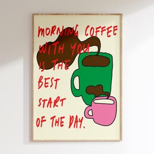 Morning Coffee Wall Art Print, Sleepy Vibes, Modern Typography Print, Bedroom Decor, Quote Art Print, Sleepy Time Art