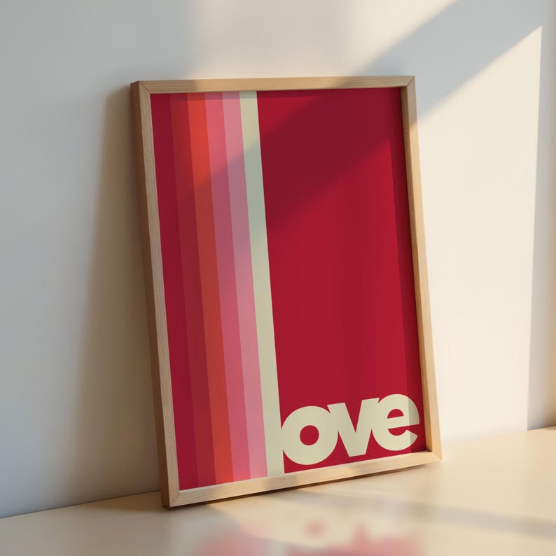 Impresión de amor: Arte mural tipográfico moderno, decoración femenina imagen 5
