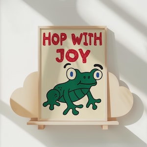 Póster de pared infantil "Salta con alegría", póster colorido para habitación infantil, arte divertido y lúdico para habitación infantil, regalo personalizable para niños