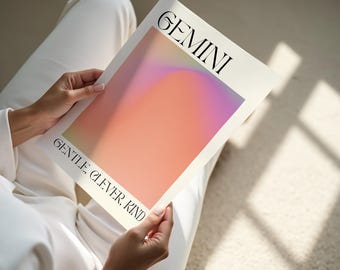 Gemini Zodiac Aura Art Print: Pastel Ombre Gradient