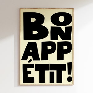 Bon Appetit Wall Print, Minimalist Print, Modern Kitchen Print, Wall Art Print, Dining Room Deco, Kitchen Wall Decor, Typography Print, Bold