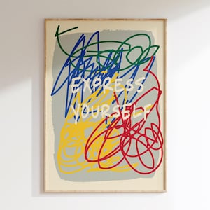 Wyraź siebie Inspirujące wydruki, pozytywne wibracje, nowoczesny wydruk typograficzny, wystrój pokoju, wydruk artystyczny z cytatem