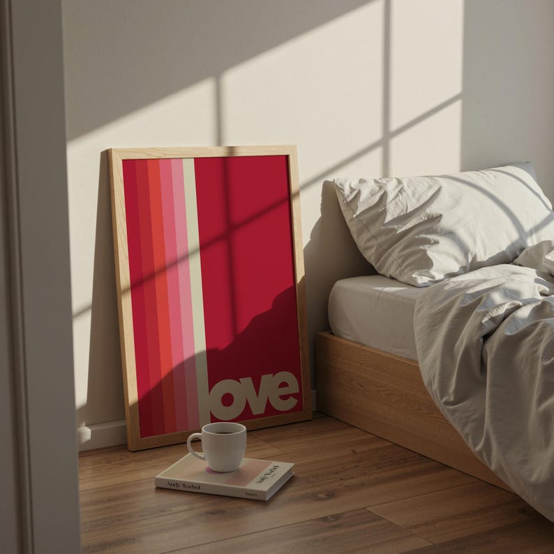 Impresión de amor: Arte mural tipográfico moderno, decoración femenina imagen 8