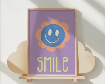 Smile-poster: kleurrijke kinderkamermuurkunst