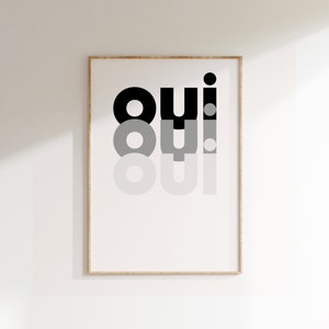 Oui Oui Poster, Minimalist Print, Modern Design Print, Home Decor, Wall Art, Wall Decor, Typography Prints, Simple Art, Simple Word