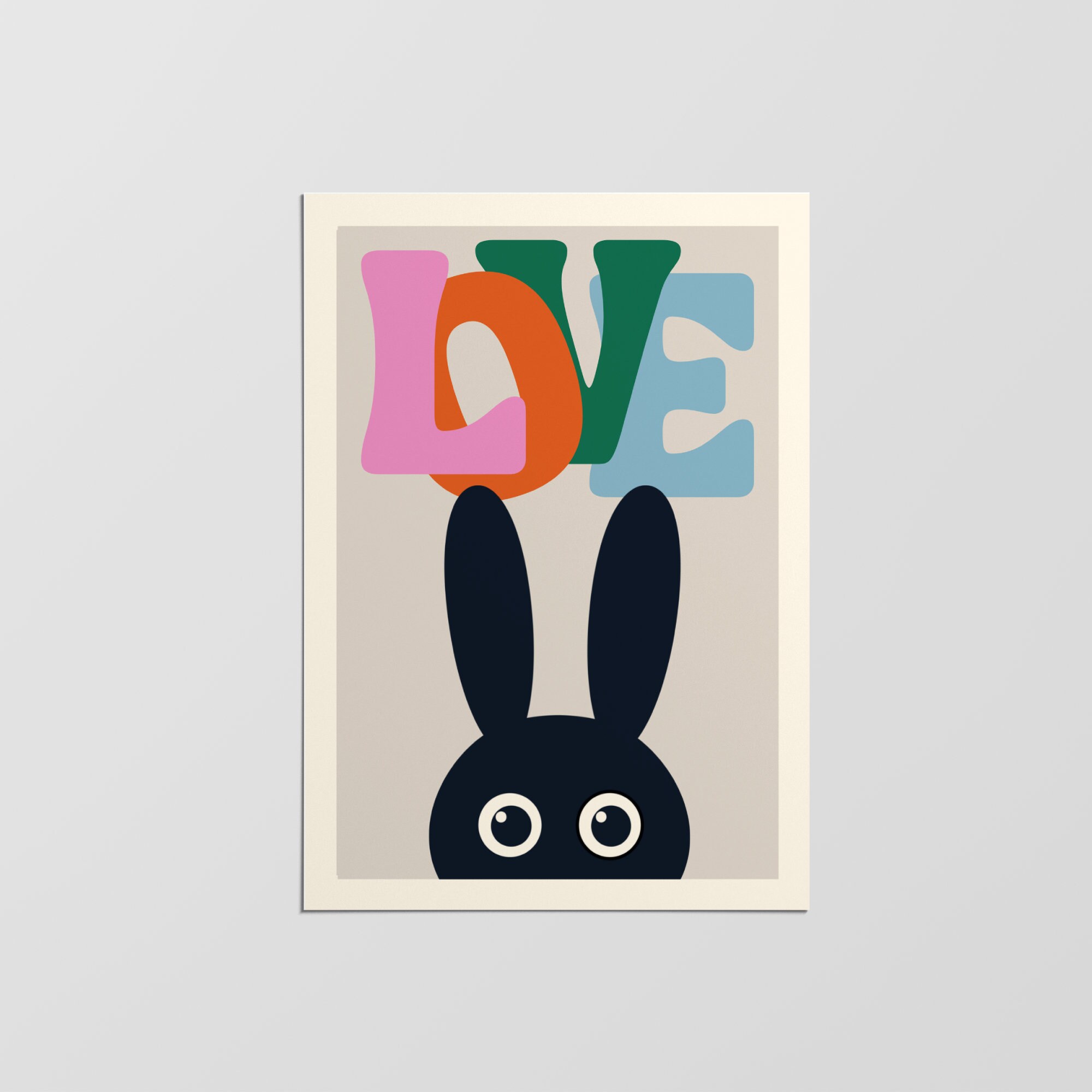 Affiche de Lapin Drôle, Art Mural Illustration Mignon, Affiche Chambre d'enfant Moderne, Cadeau Pour