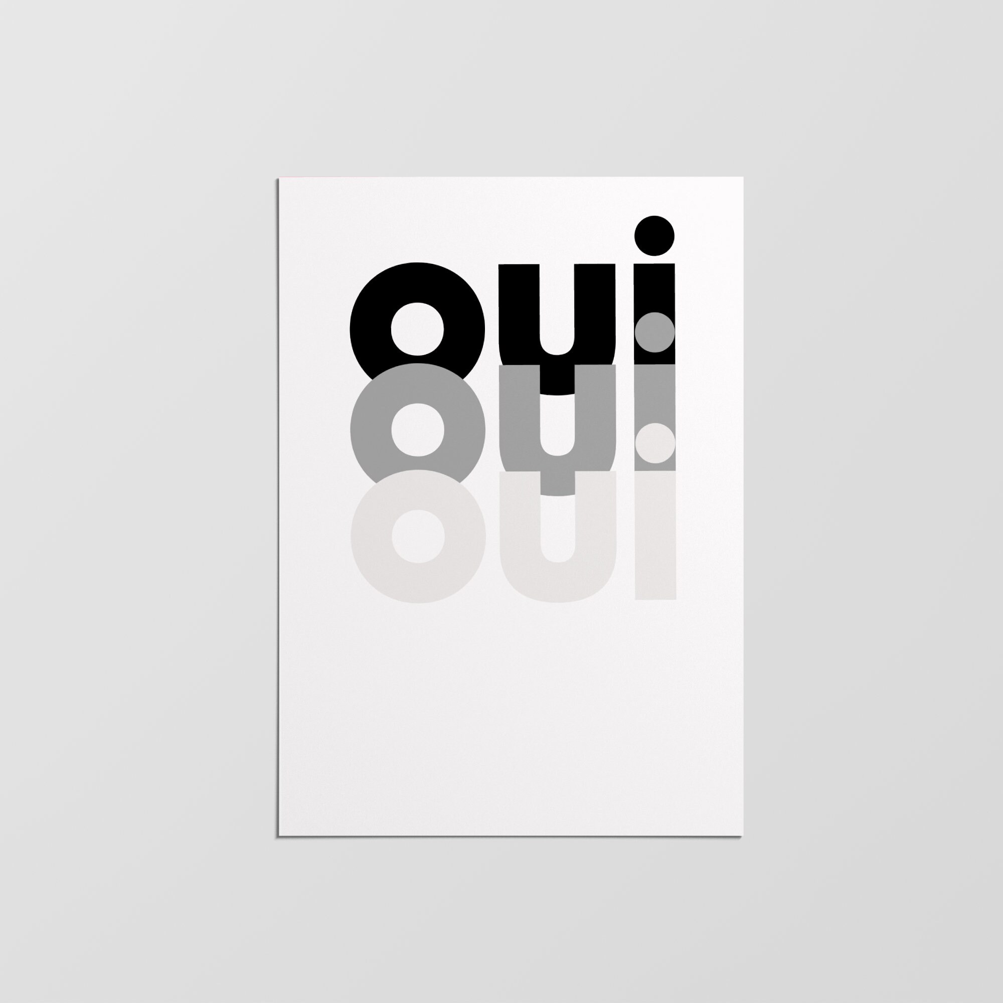 Oui Oui Poster, Minimalist Print, Modern Design Home Decor, Wall Art, Typography Prints, Simple Word