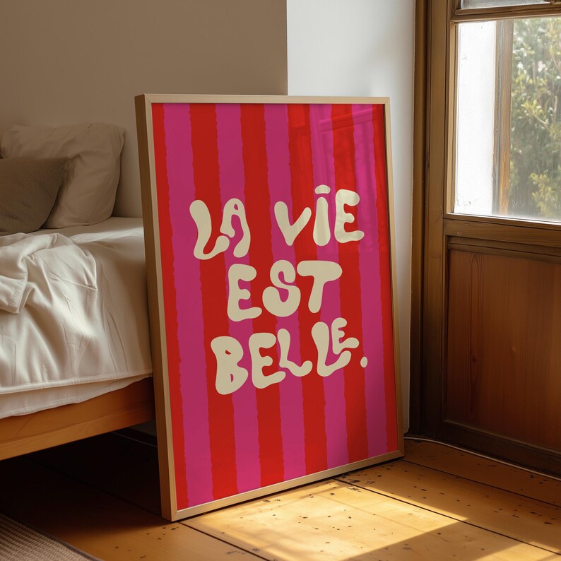 La Vie Est Belle Print: Bold Typography Art, Modern Home Decor image 7