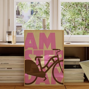 Arte della città, stampa di Amsterdam, poster di Amsterdam, arte murale di Amsterdam, poster della città, moderno di metà secolo, poster di viaggio, arredamento per la casa, arte murale