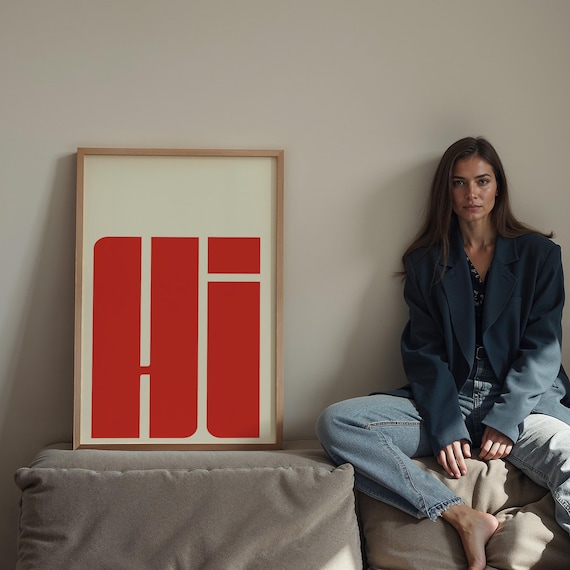 HI Typography Print: Modern Bold Letters Art, Home Decor