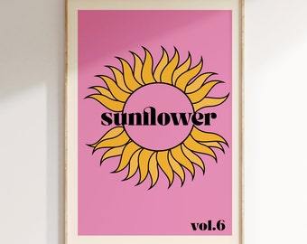 Music Inspired Print, Sunflower Vol. 6, Music Print, Gig Print, Rock Pop Indie Poster, Cherry, Gift, Wall Decoration, Music Wall Art