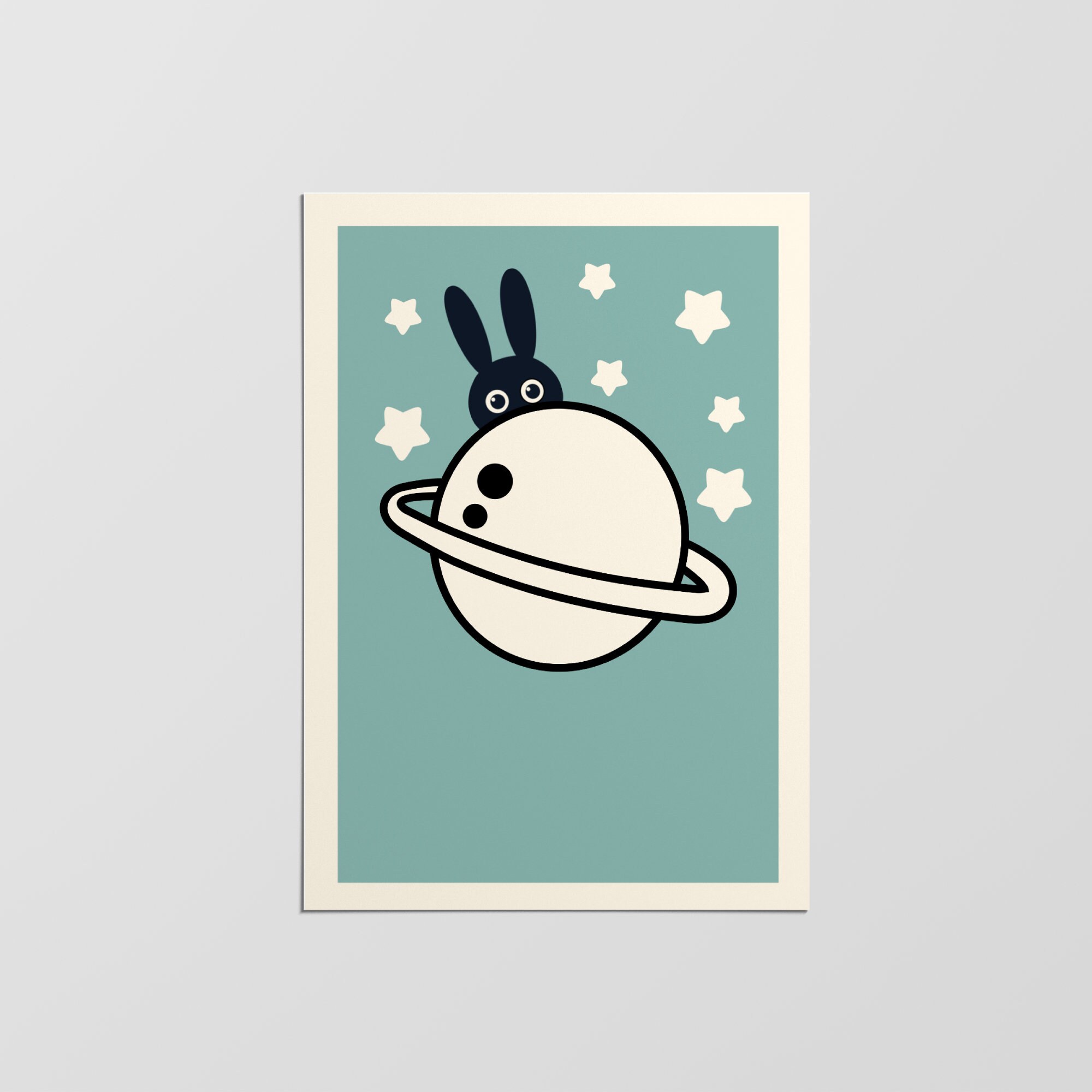 Affiche de Lapin Drôle, Art Mural Illustration Mignon, Affiche Chambre d'enfant Moderne, Cadeau Pour