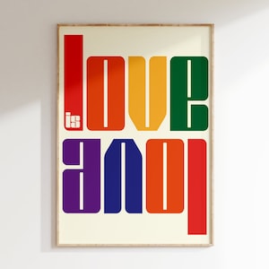Stampa murale Love is Love, stampa Yes, stampa tipografica moderna, arredamento per la casa, stampa artistica con citazione, stampe tipografiche, tipografia semplice, lettere in grassetto