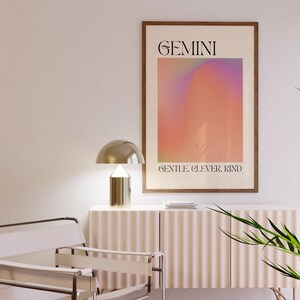 ZODIAC GEMINI AURA Print, Aura Gradient, Pastel Aura Art Print, Spiritual Art, Zodiac Aura Poster, Pastel Ombre Posters, Retro Wall Art image 3