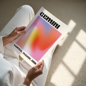 Stampa AURA ZODIAC GEMINI, Aura sfumata, Stampa artistica Aura pastello, Arte spirituale, Poster Aura zodiacale, Poster Ombre pastello, Arte murale retrò