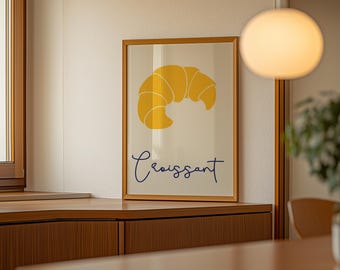 Lámina artística de croissant: decoración minimalista para la pared de la cocina