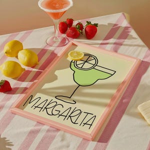 Impresión de cóctel margarita, arte mural de cócteles, impresiones retro coloridas, póster de bebidas alcohólicas, fiesta, bar, regalo, impresión de comida, decoración de cocina