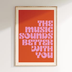 Retro Musik Wandkunst, Groovy Poster, Funky Design, Musiknote Poster, Geschenke für sie oder ihn, trendige Wandkunst, Vintage Poster, Retro Wandkunst