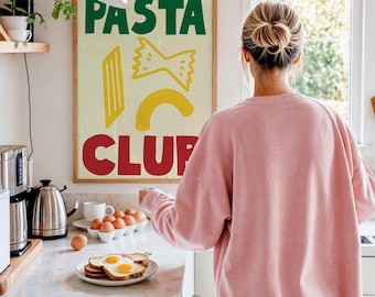 Kitchen Wall Art: Colorful Pasta Club Prints - Modern Dopamine Style