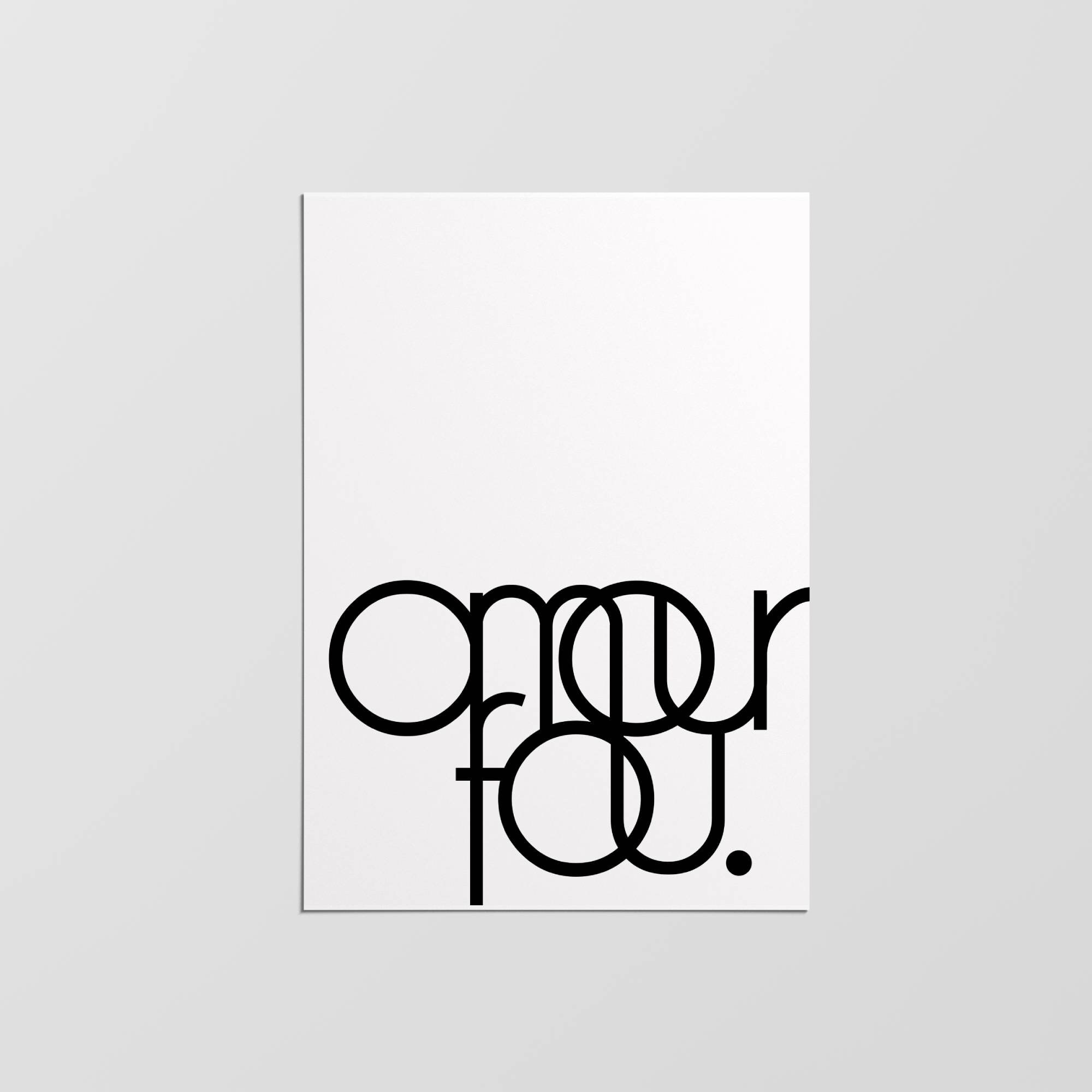 Affiche Amour Fou, Impression Minimaliste, Design Moderne, Décoration Intérieure, Art Mural, Murale,