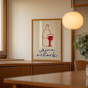 Impression Wine O'Clock : oeuvre d'art murale de cuisine minimaliste