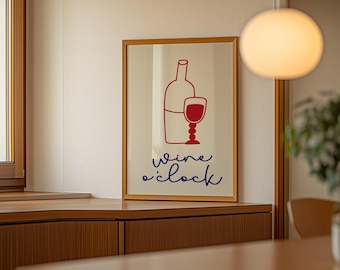 Wine O'Clock Print: Minimalist Kitchen Wall Art