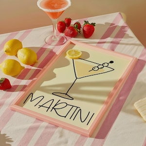 Impresión de cóctel Martini, arte mural de cócteles, impresiones retro coloridas, póster de bebidas alcohólicas, fiesta, bar, regalo, impresión de comida, decoración de cocina