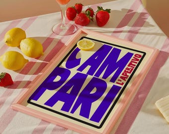 Campari Cocktail Art Print: Colorful Bar Cart Poster