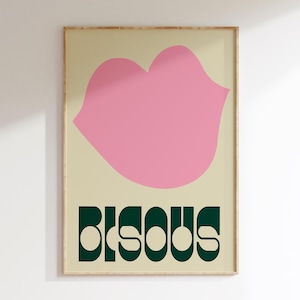 Bisous Bisous! Wall Art Print, Bold Print, Modern Typography Print, Home Decor, Quote Art Print, Typography Prints, Simple Typography, Bold