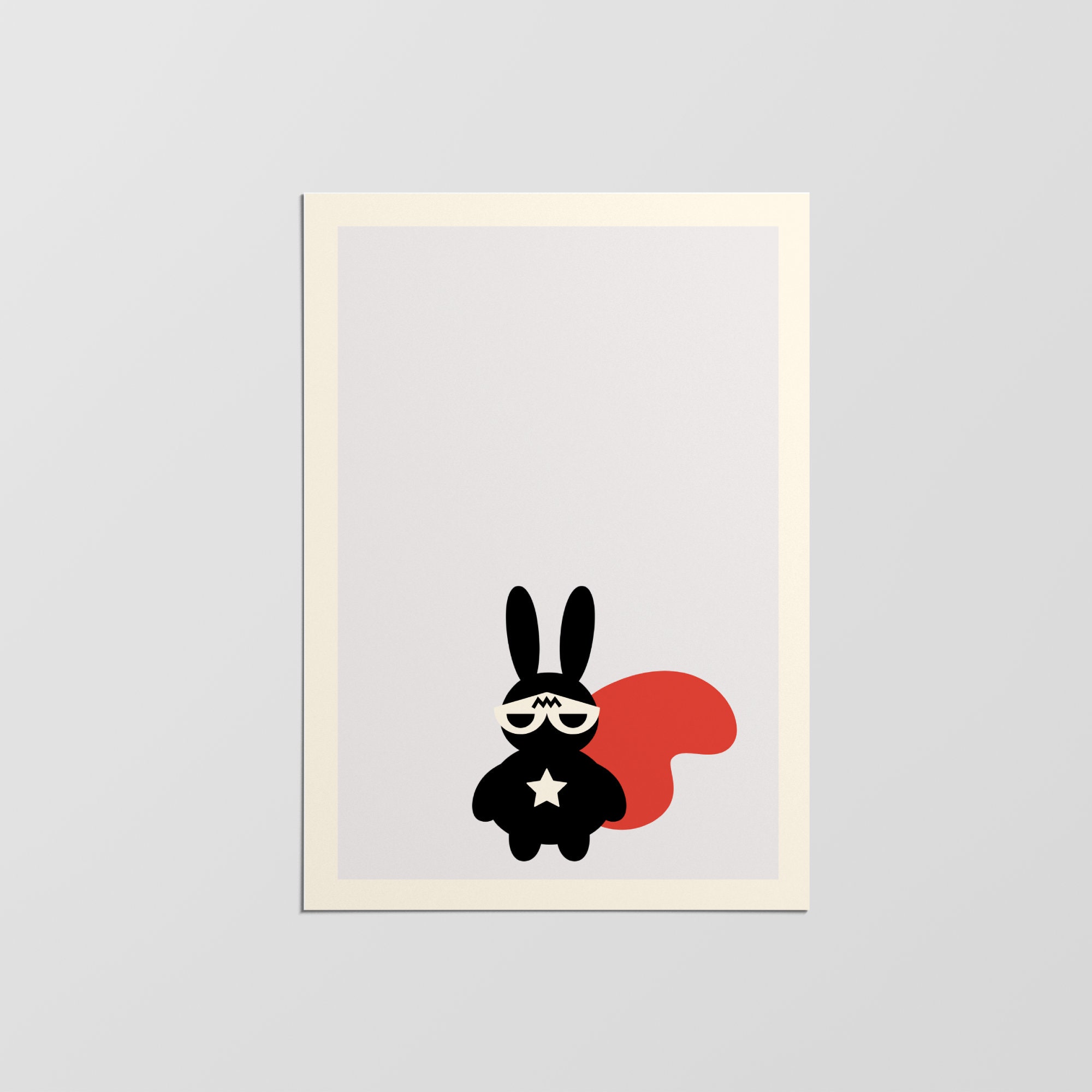 Affiche de Lapin Drôle, Art Mural Illustration Mignon, Affiche Chambre d'enfant Moderne, Cadeau Pour