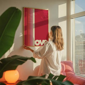 Impresión de amor: Arte mural tipográfico moderno, decoración femenina imagen 3