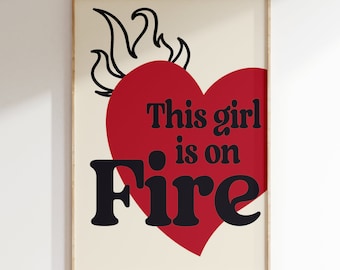 Music Inspired Print Poster, This girl is on fire Song Lyrics Print, Music Gift, Unframed Indie Rock Art, Gig Concert Poster, Gift