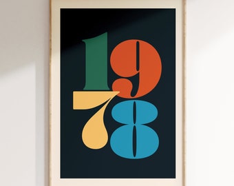 Impresión personalizada del año: Arte mural con tipografía retro