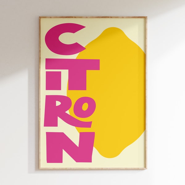 Poster di frutta, stampa di cedro, cedro, stampa minimalista, stampa di design moderno, arredamento per la casa, stampa artistica da parete, decorazione da parete, decorazione da cucina