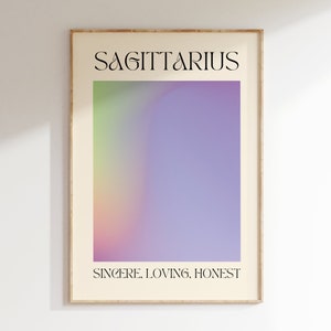 ZODIAC SAGITTARIUS AURA Print, Aura Gradient, Pastel Aura Art Print, Spiritual Art, Zodiac Aura Poster, Pastel Ombre Posters, Retro Wall Art