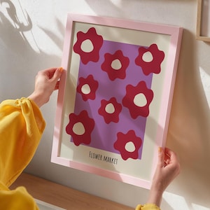 Blumenmarkt-Plakat, moderner Blumendruck, abstrakte botanische Blumen drucken, Boho Blumen-Plakat, abstrakter Druck Blumen, Blumendruckgeschenk