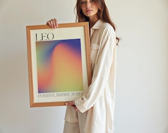 Leo Zodiac Aura Print: Pastel Ombre Gradient Art