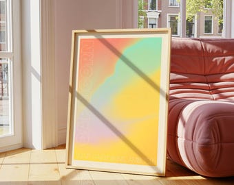 Capricorn Zodiac Print: Retro Aura Astrology Wall Art