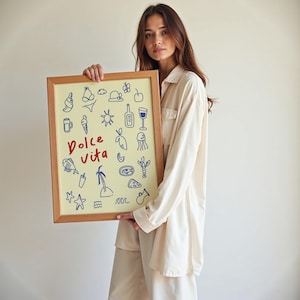 Póster "Dolce Vita", regalo de verano "Serenidad junto al mar", impresiones de decoración de pared costera, decoración playera, póster de decoración de pared oceánica