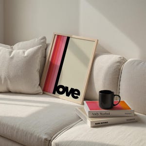Impresión de amor: Arte mural tipográfico moderno, decoración femenina imagen 6