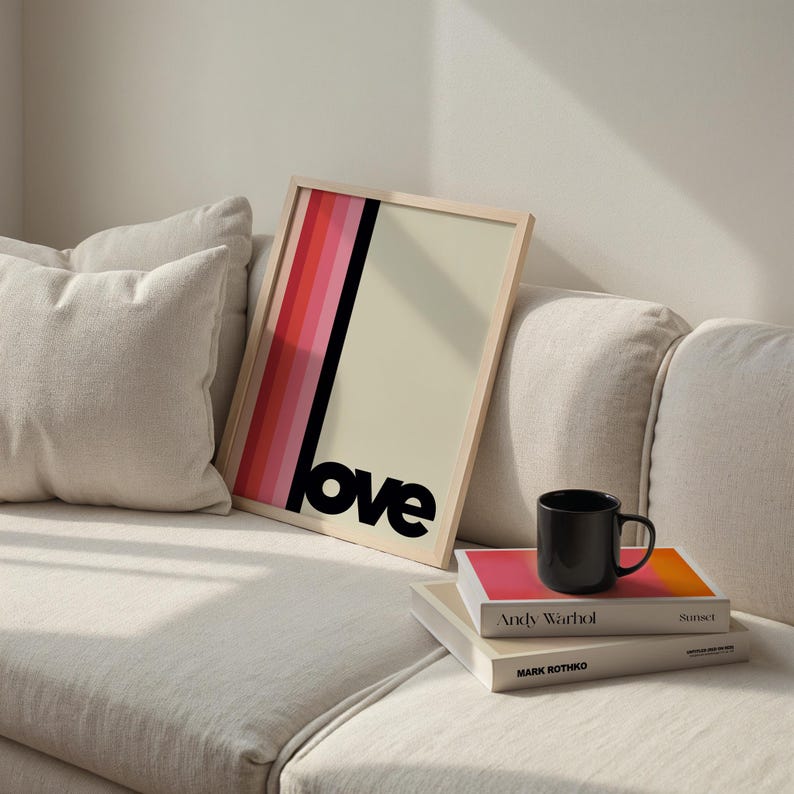 Impresión de amor: Arte mural tipográfico moderno, decoración femenina imagen 6