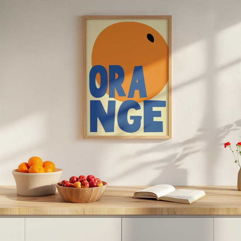 Orange Fruit Print: Maximalist Kitchen Wall Art image 8