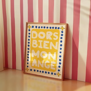 Póster de pared infantil "Dors bien", póster colorido para habitación infantil, arte divertido y lúdico para habitación infantil, regalo personalizable para niños
