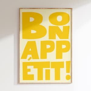 Bon Appétit Wall Print, Minimalist Print, Modern Kitchen Print, Wall Art Print, Dining Room Deco, Kitchen Wall Decor, Typography Print