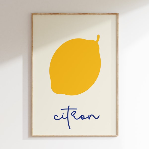 Impression murale citron, déco citron jaune, impression minimaliste, impression moderne, décoration d'intérieur, art mural, déco de salle à manger, décoration murale de cuisine, audacieux