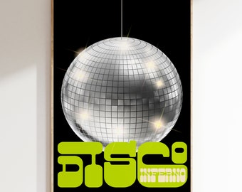 Inspired Music Print, Disco Inferno, Music Print, Lyrics Poster, Gig Print, Disco Ball Art, Concert Poster, Gift, Pop 70's